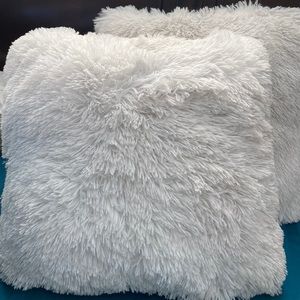 White fur throw pillow